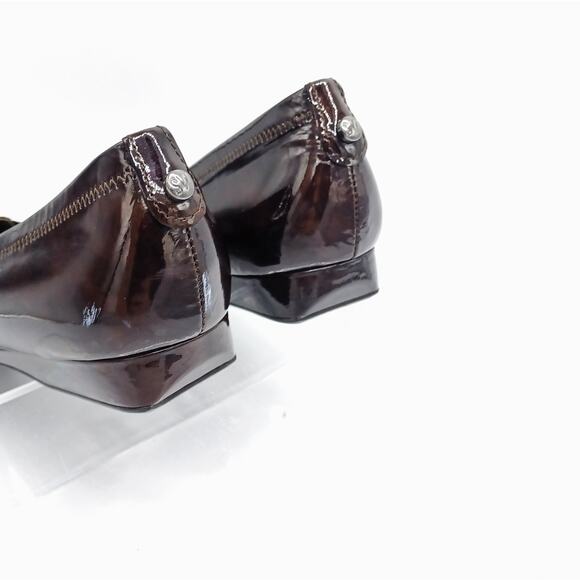 Stuart Weitzman Burgundy Patent Ballet Flats | Silver Buckle | Fall Office Chic - Picture 14 of 14